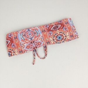 Shein bikini women’s small Orange blue Bandeau Top ruched beach holiday vacation